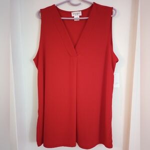 Elan + Grace New York Red V-Neck Sleeveless Top Blouse Size 1X